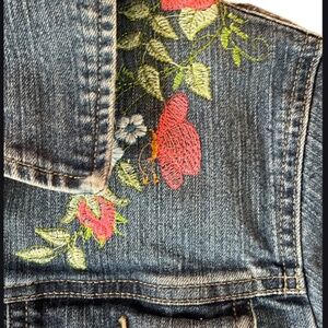 UPCYCLED floral jean jacket sz XL